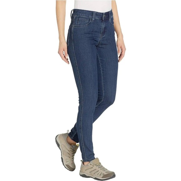 prAna Womens Oday Organic Cotton High Rise Skinny Jeans Sz 8 Regular Indigo NWT - Picture 2 of 10